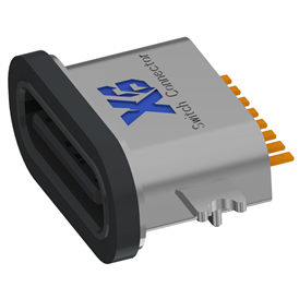 XB-TYPE C 8P-8 USB type C 8P fraisage 1.2 femelle étanche l = 6.7mm (avec tôle d'acier) (boîtier en alliage de zinc)